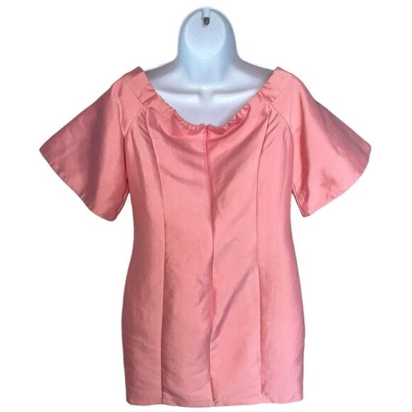 DO+BE Pink Off The Shoulder Mini Dress Short Sleeve Bell Style In Size Large - Picture 4 of 8